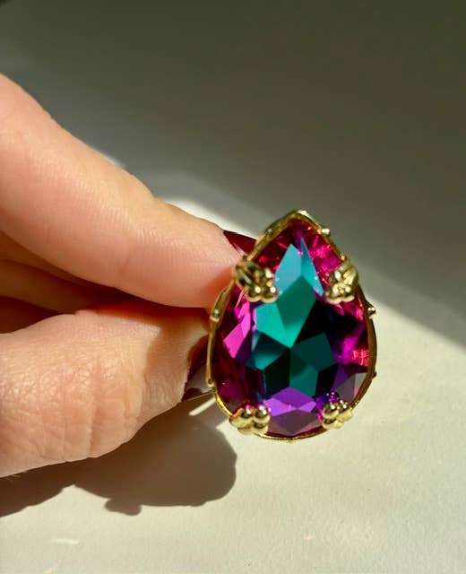 Vixen Adjustable Cocktail Ring in Mystic Peacock