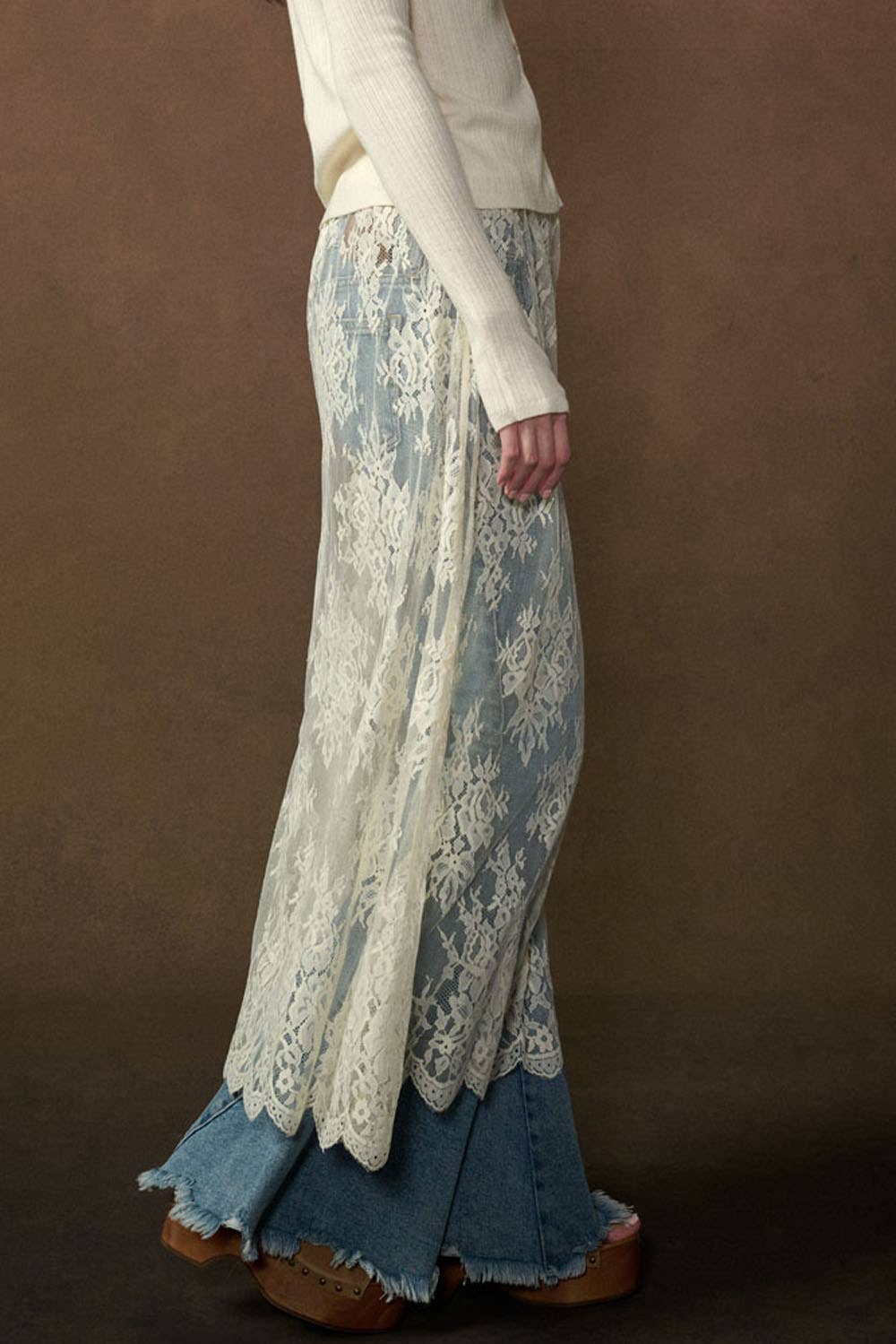 Sheer Luck Lace Midi Skirt