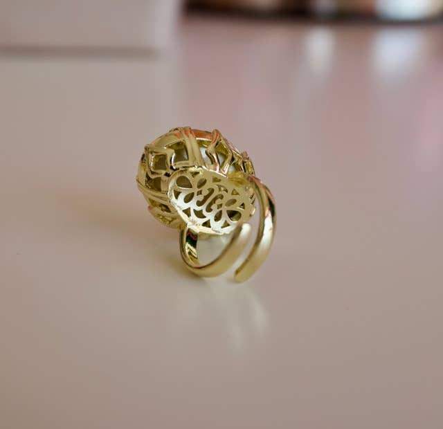 First Lady Adjustable Cocktail Ring  in White Opal