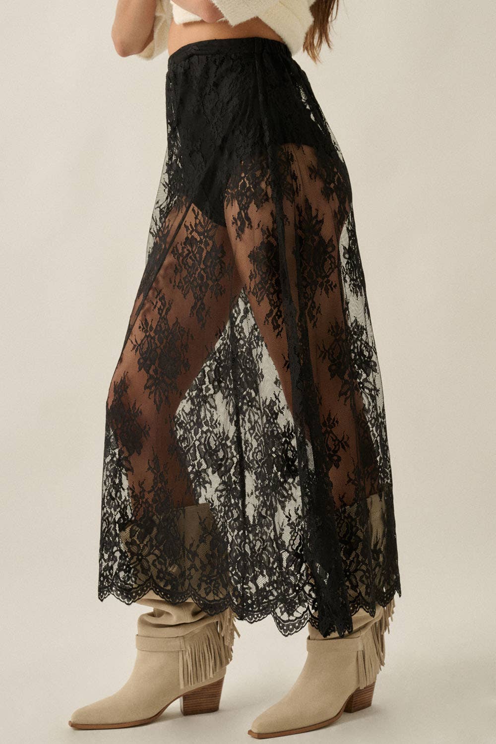 Sheer Luck Lace Midi Skirt