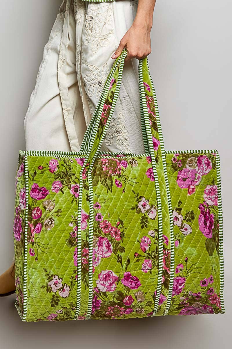 POL - Botanical Velvet Quilted Tote Bag