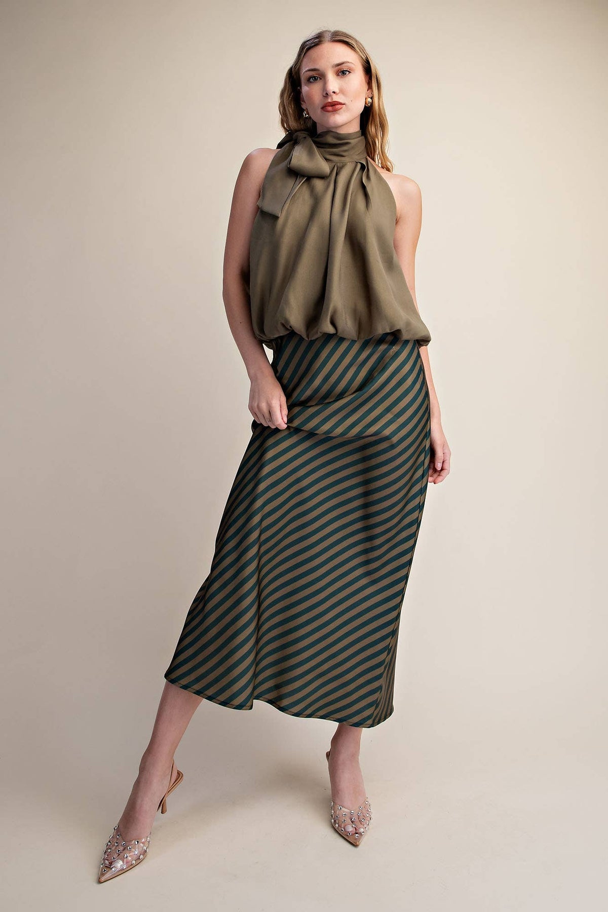 The Social Stripe Midi Skirt