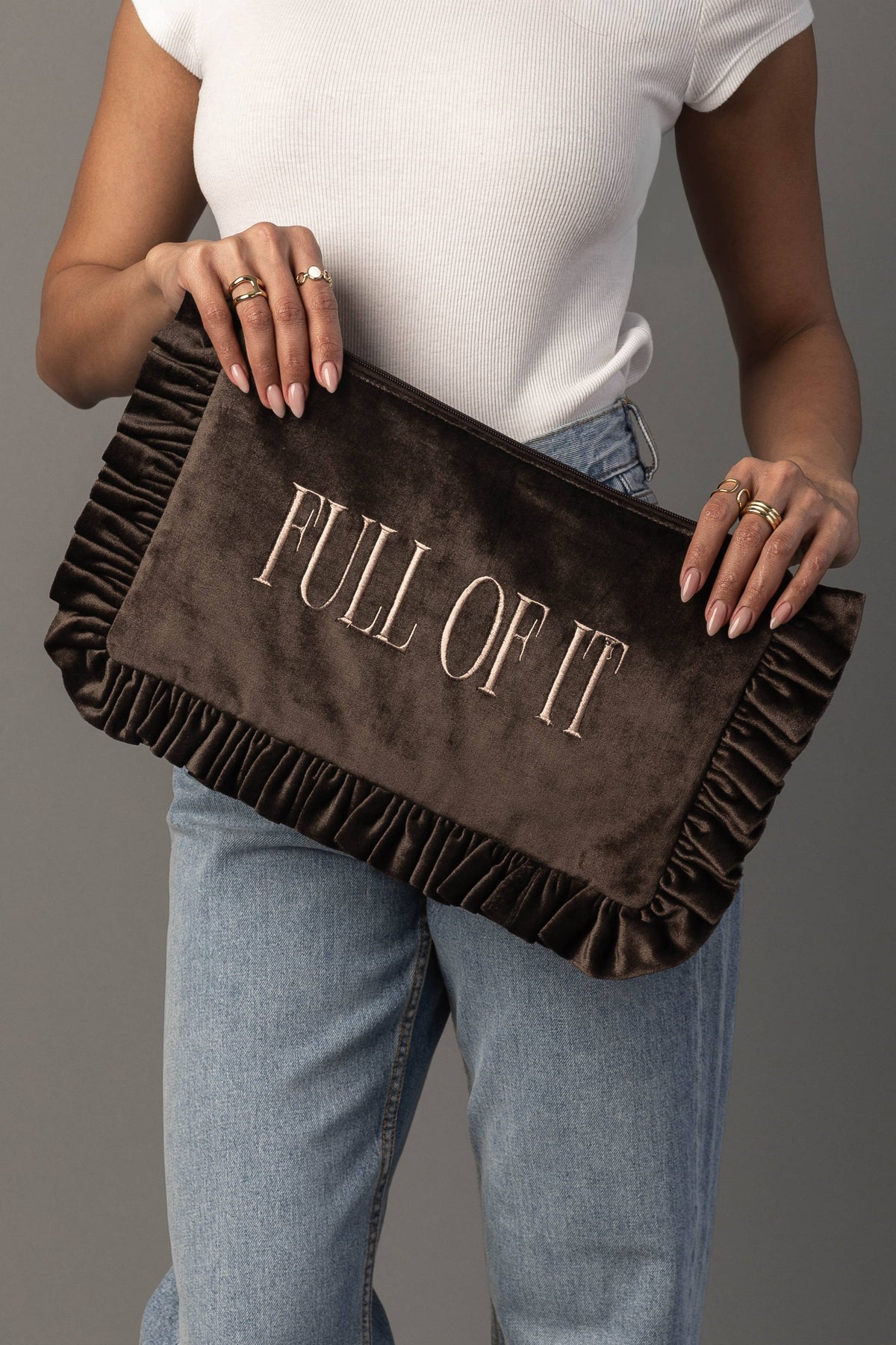 Full Of It Ruffle Travel Pouch