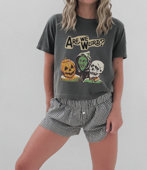 Are We Weird Halloween Boxy Crop Graphic Tee