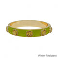 Olive Epoxy and Gold Bangle Bracelet