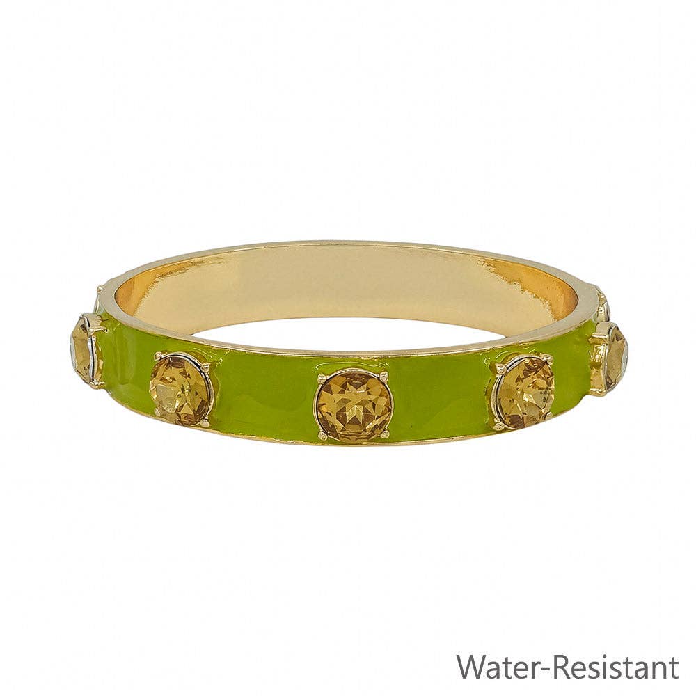 Olive Epoxy and Gold Bangle Bracelet