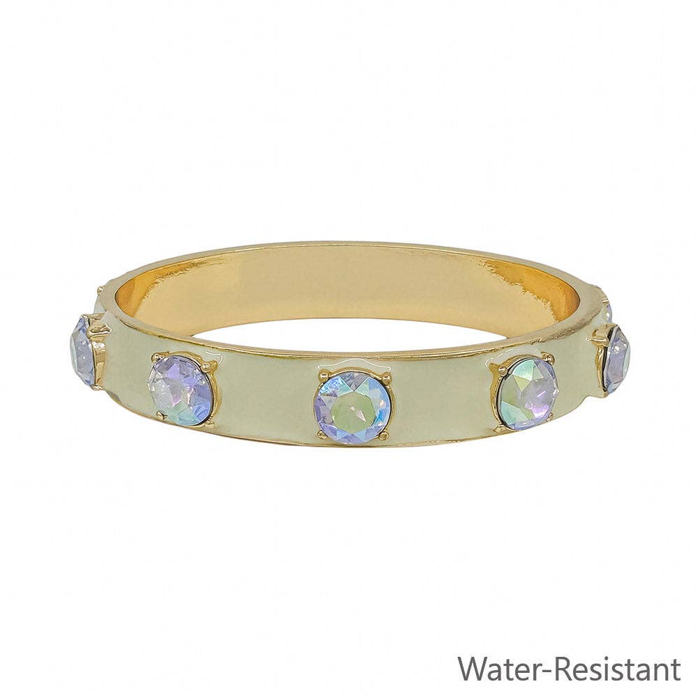 Natural Epoxy and Gold Bangle Bracelet