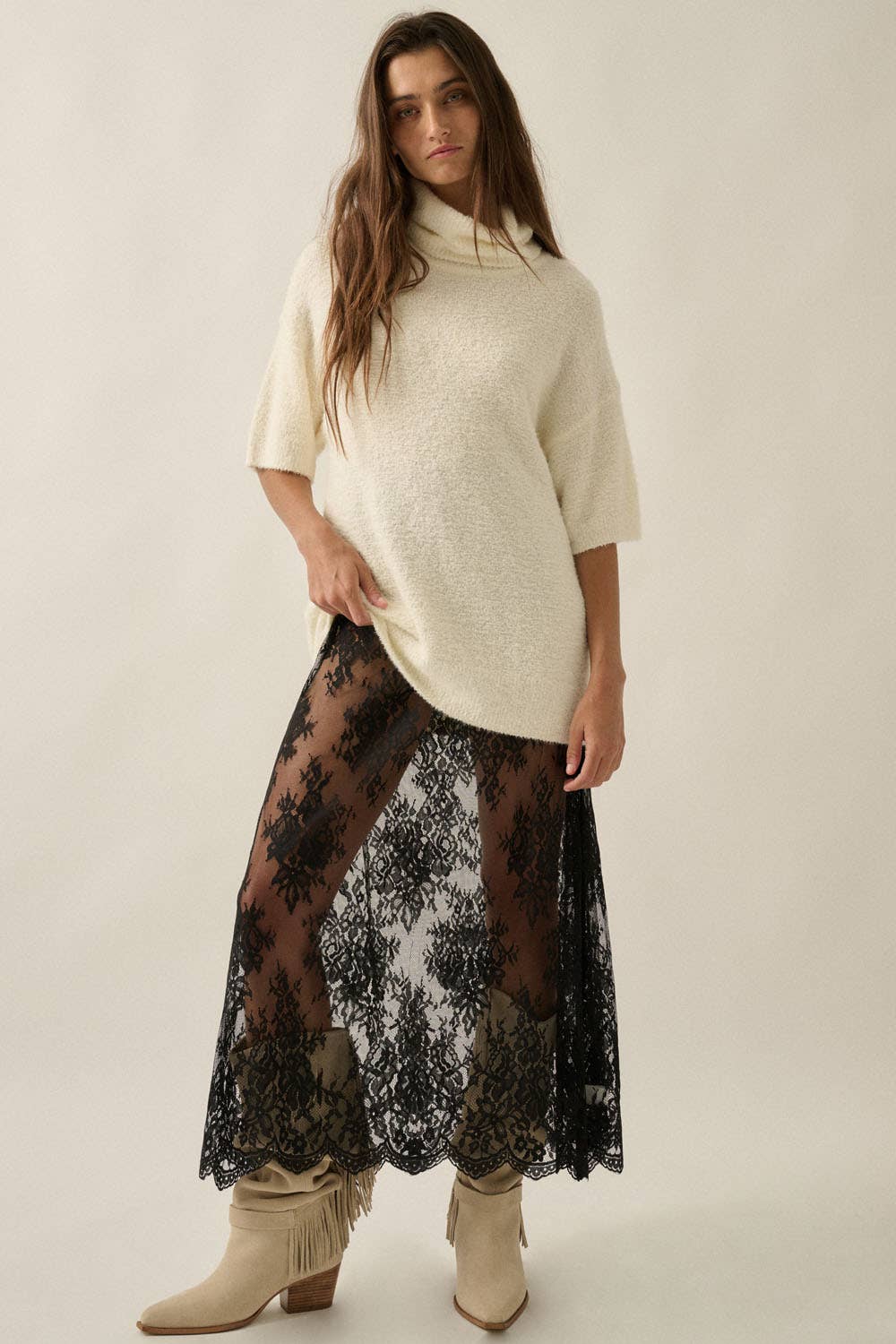 Sheer Luck Lace Midi Skirt