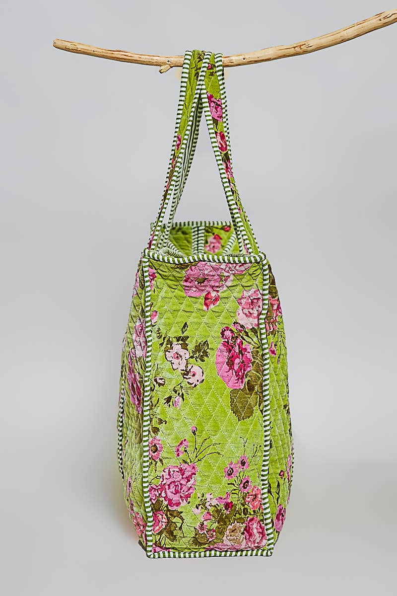 POL - Botanical Velvet Quilted Tote Bag