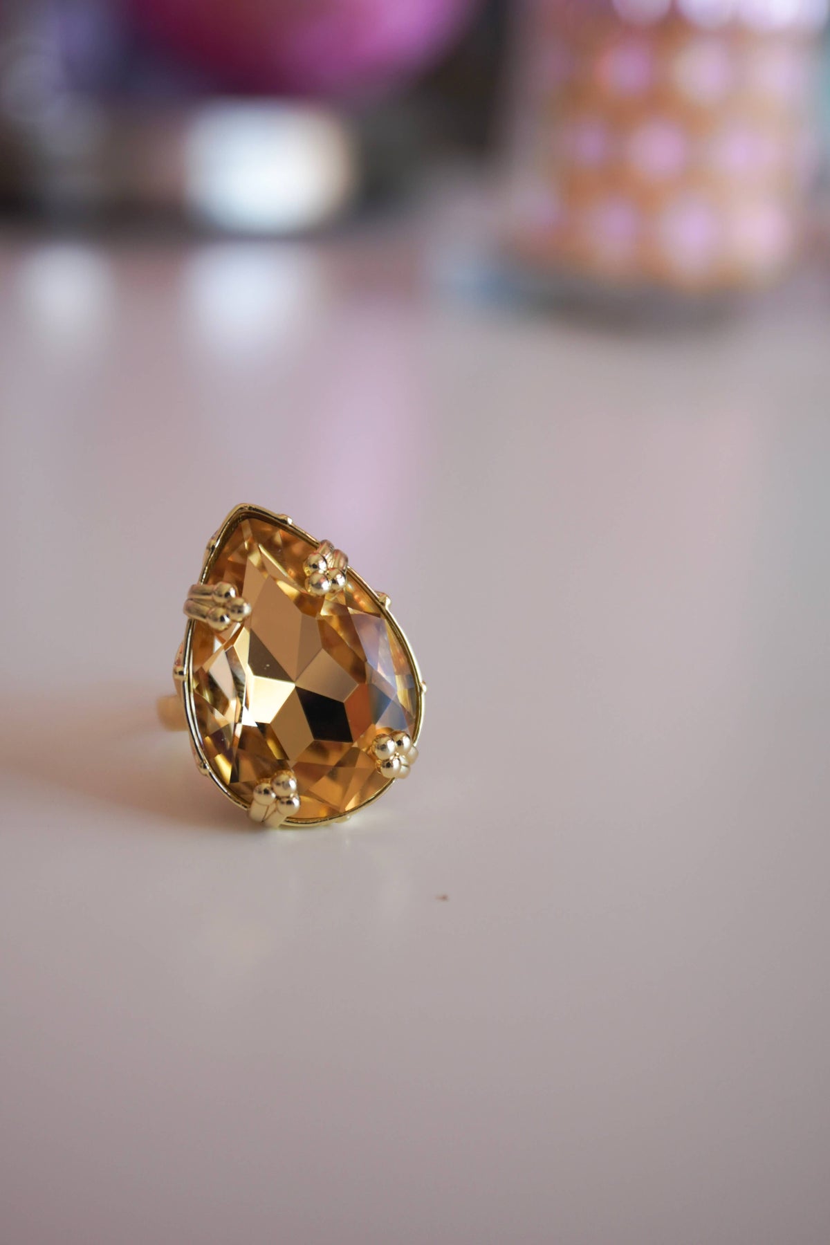 Vixen Adjustable Cocktail Ring in Golden Topaz
