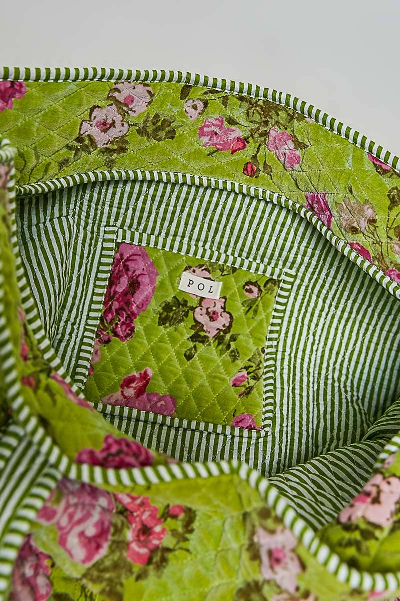 POL - Botanical Velvet Quilted Tote Bag