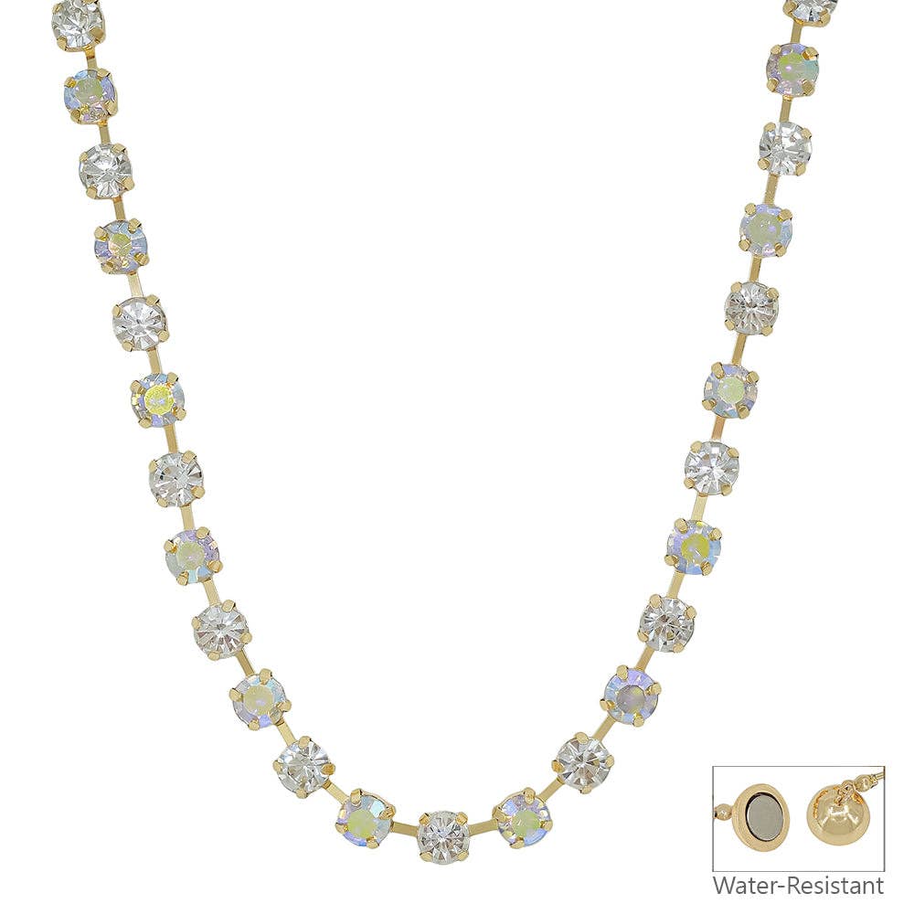 Clear Stone Two Tone Necklace
