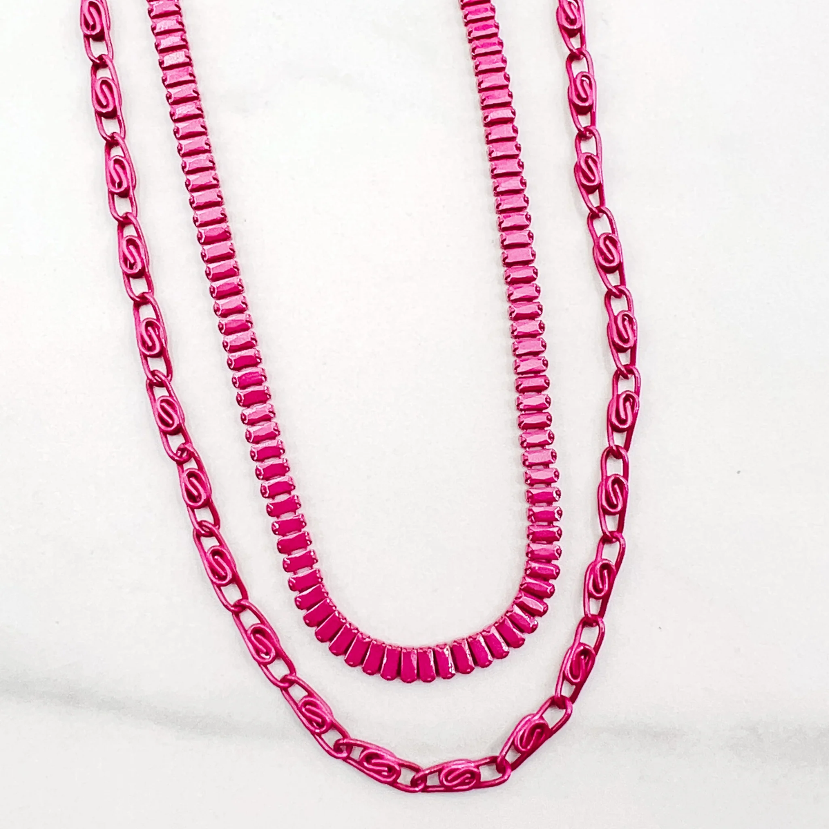 Double Enamel Fuchsia Necklace