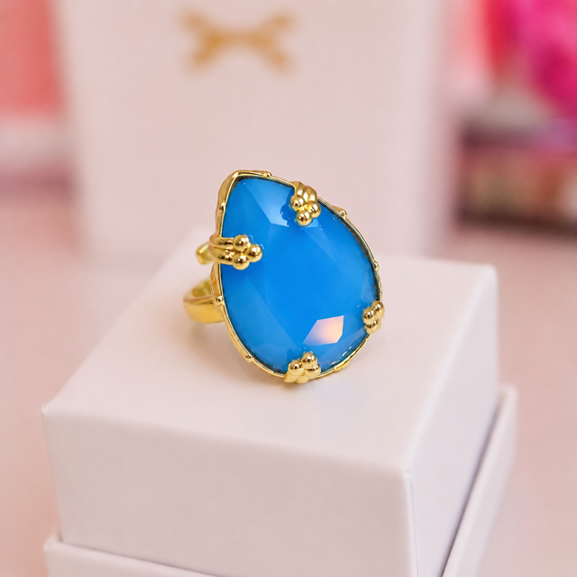 Vixen Adjustable Cocktail Ring in Caribbean Blue