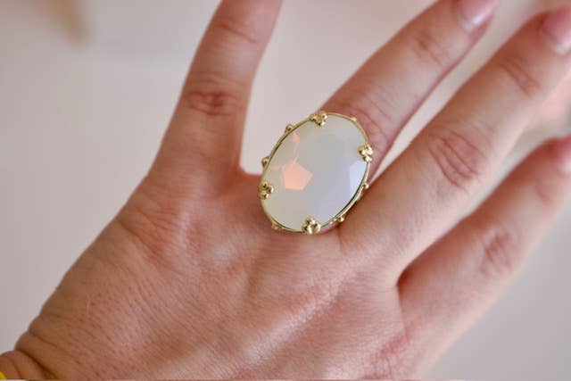 First Lady Adjustable Cocktail Ring  in White Opal