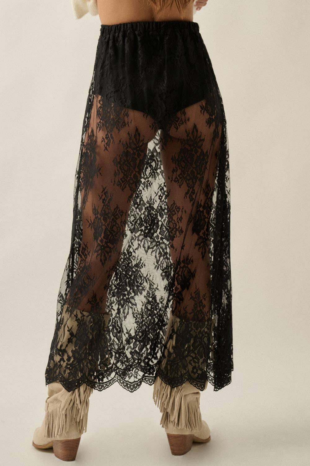 Sheer Luck Lace Midi Skirt