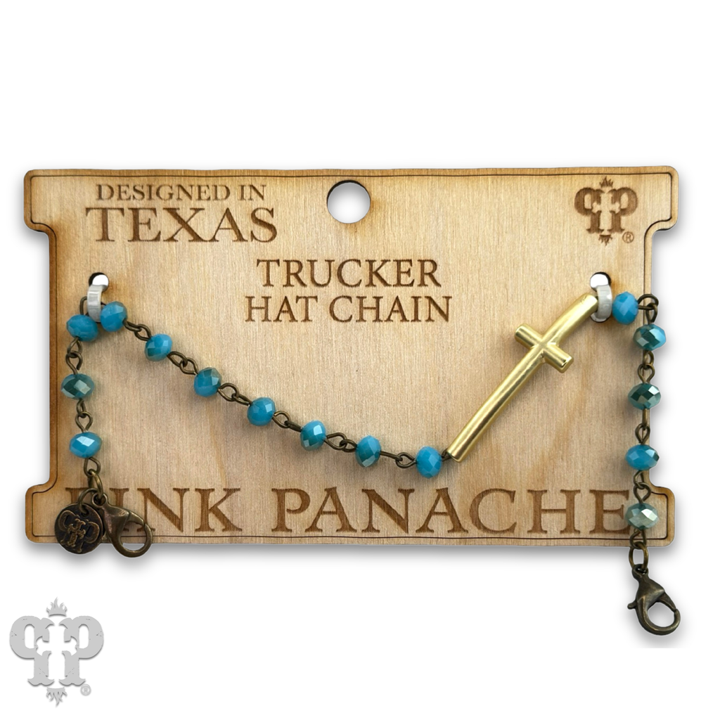 Gold cross beaded trucker hat chain