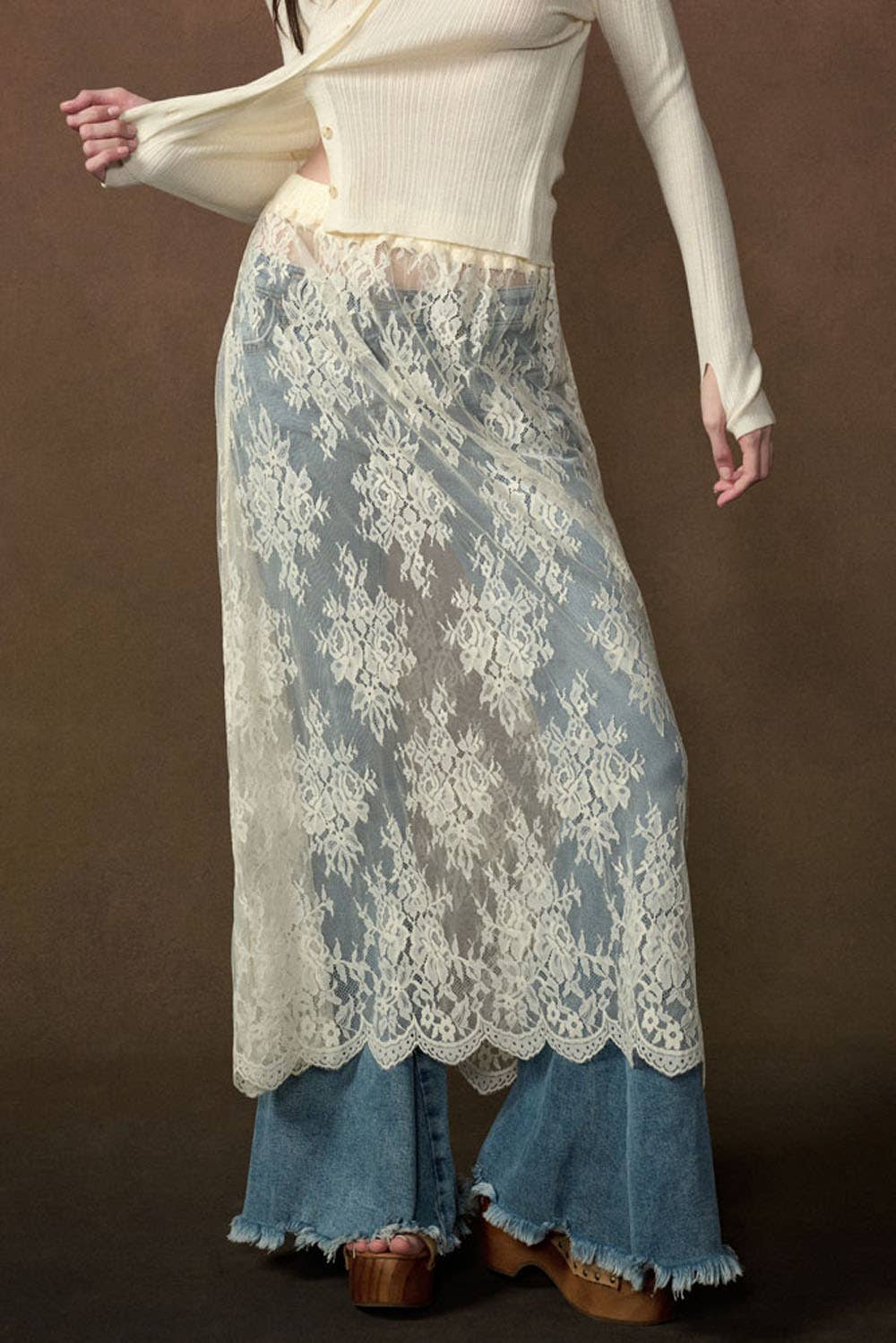 Sheer Luck Lace Midi Skirt