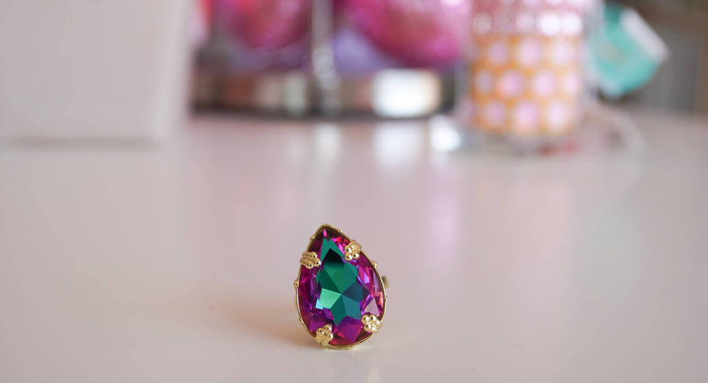 Vixen Adjustable Cocktail Ring in Mystic Peacock