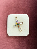Confetti Cross Crystal Charm - Multicolor Austrian crystal charm pendant