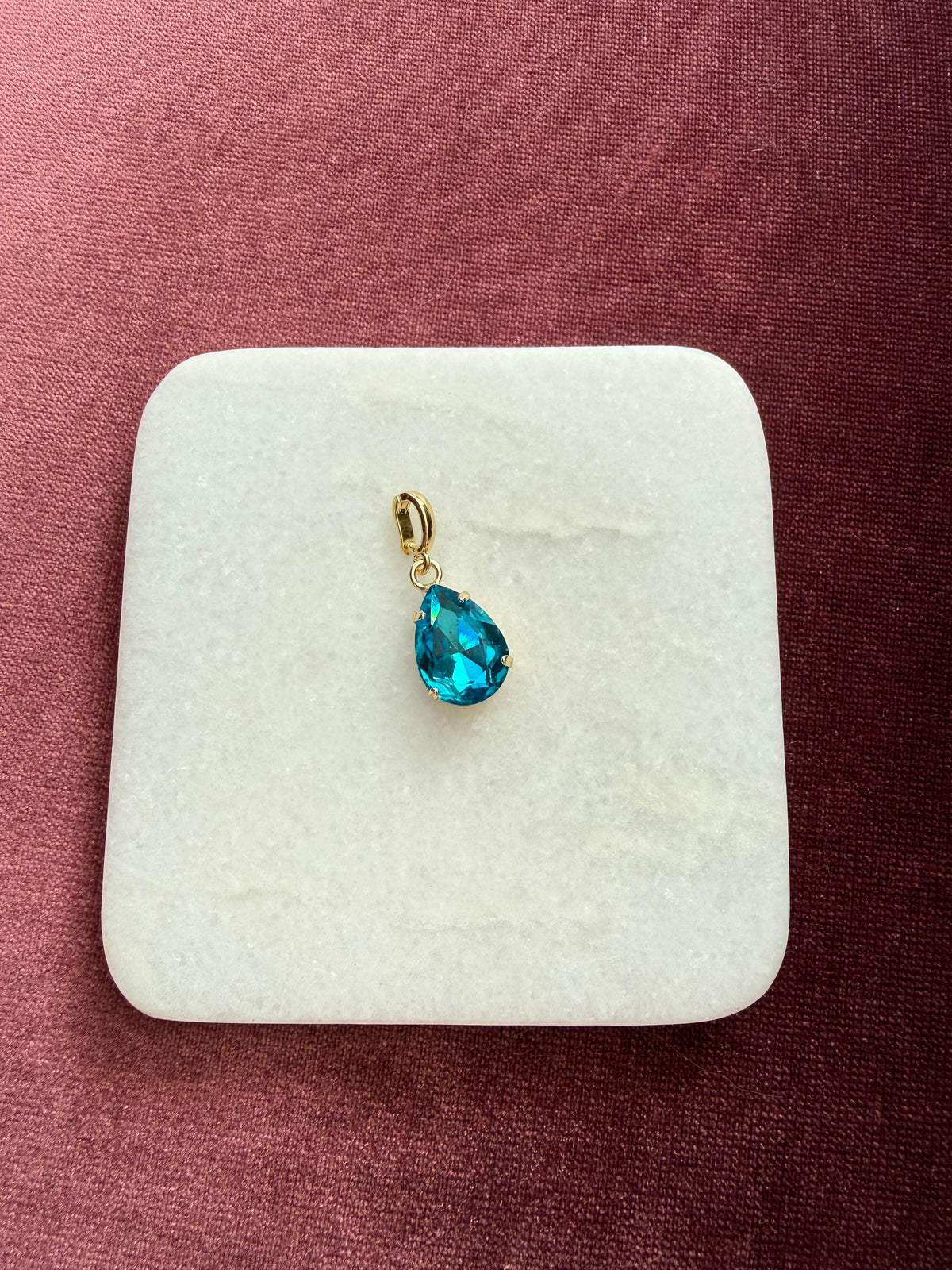 Lagoon Teardrop Crystal Charm - Teal Blue Austrian crystal charm pendant