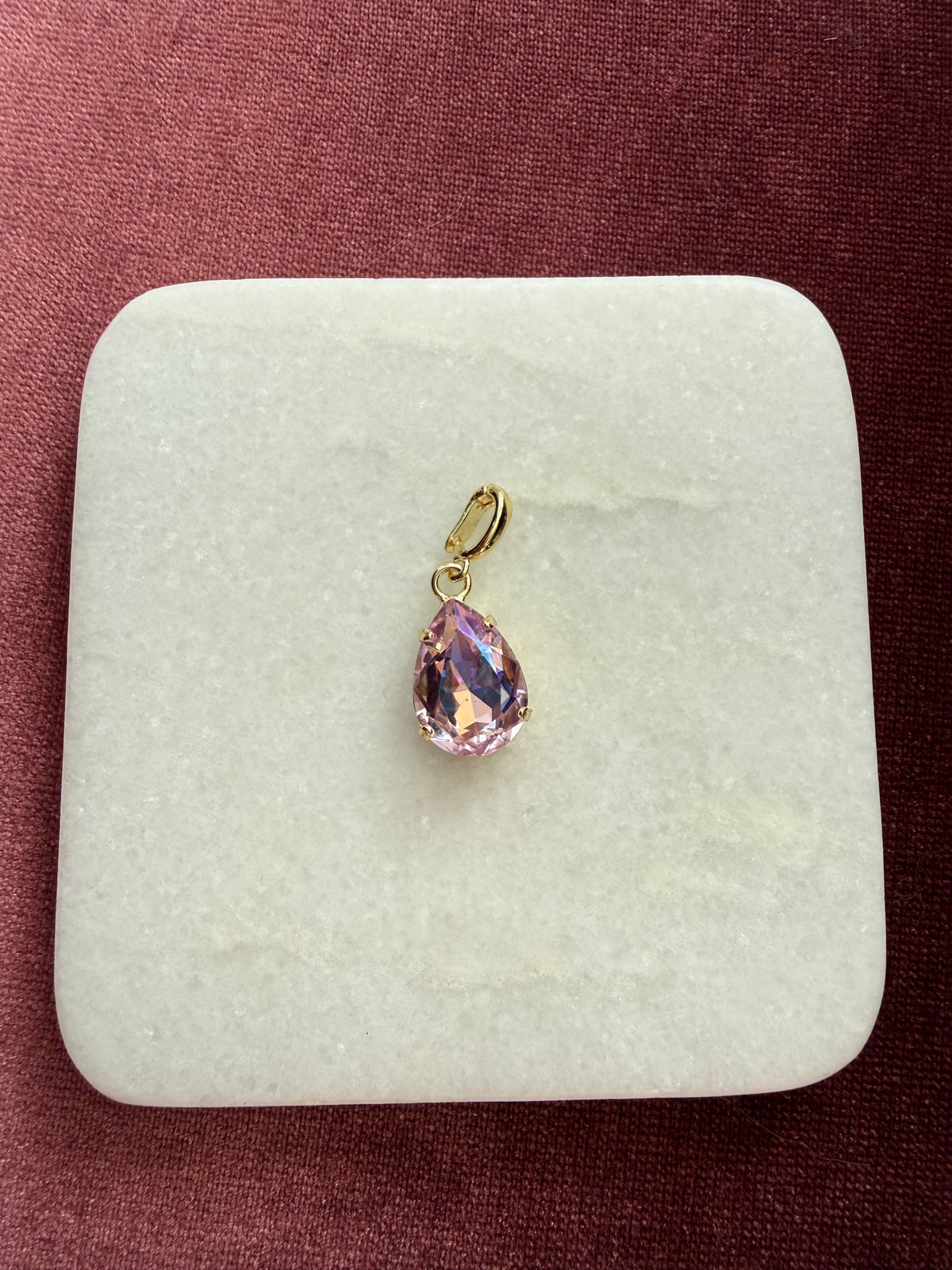 Lavender Teardrop Crystal Charm - Lavender Austrian crystal charm pendant