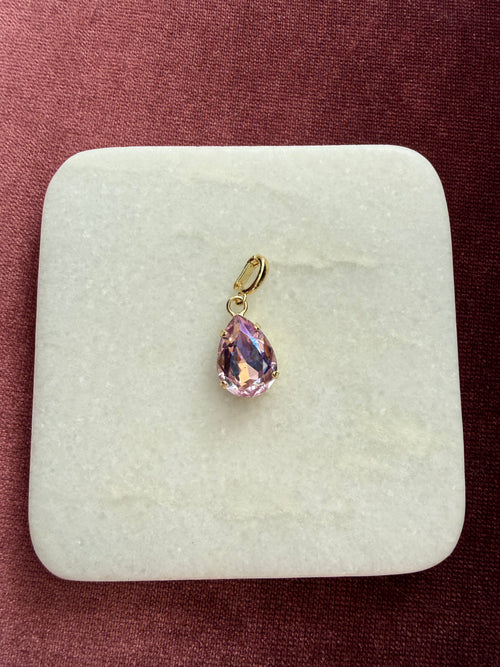 Lavender Teardrop Crystal Charm - Lavender Austrian crystal charm pendant