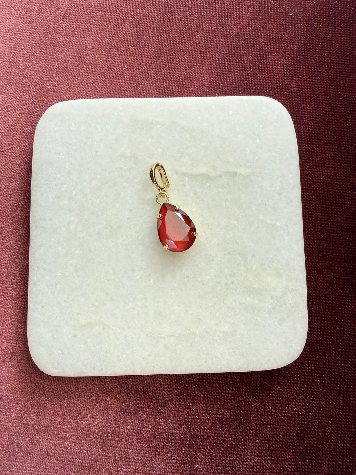 Ruby Teardrop Crystal Charm - Ruby Red Austrian crystal charm pendant
