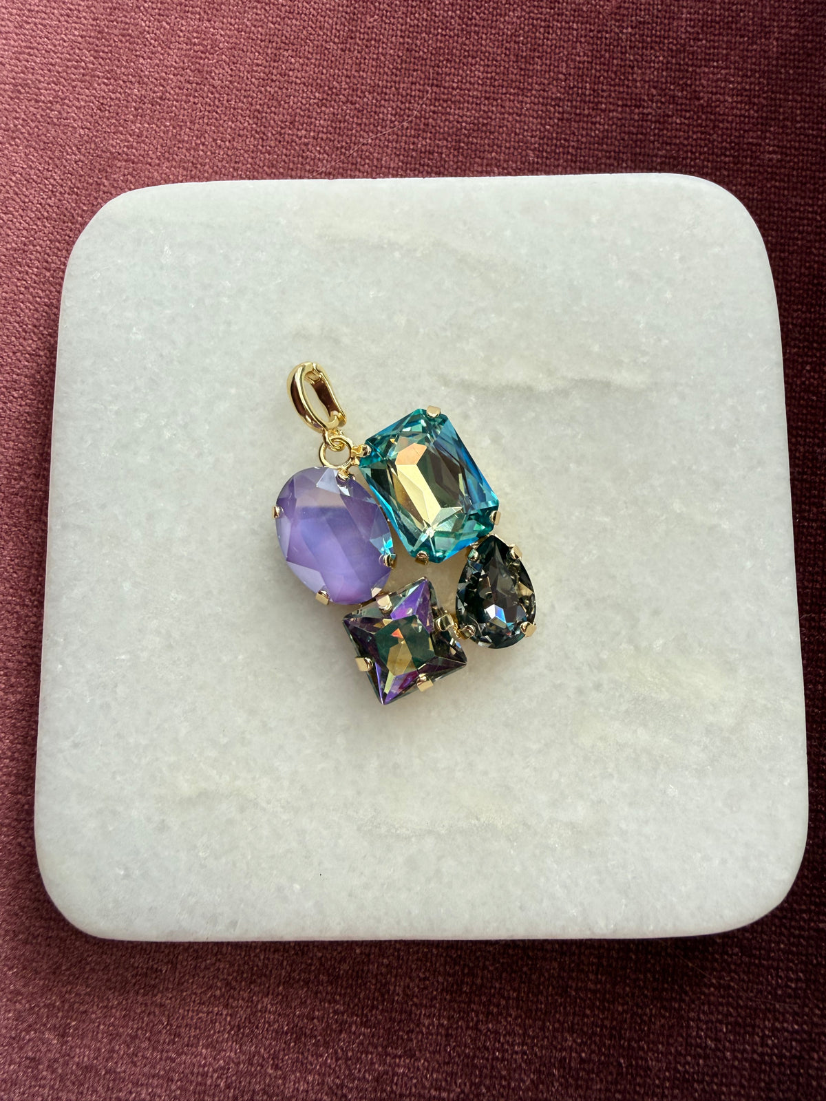 Blue Violet Cluster Crystal Charm