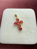 Coral Cross Crystal Charm - Coral Pink Austrian crystal charm pendant