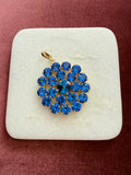 Sapphire Burst Medallion Charm - Sapphire Blue Austrian crystal charm pendant