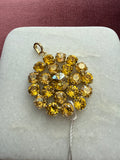 Golden Burst Medallion Charm - Golden Amber Austrian crystal charm pendant