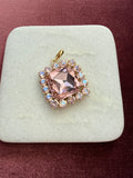 Blush Square Halo Crystal Charm - Blush Pink Austrian crystal charm pendant