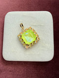 Electric Lime Square Halo Crystal Charm - Neon Lime Austrian crystal charm pendant