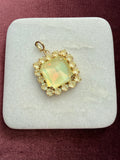 Opal Lemon Square Halo Crystal Charm - Opal Yellow Austrian crystal charm pendant