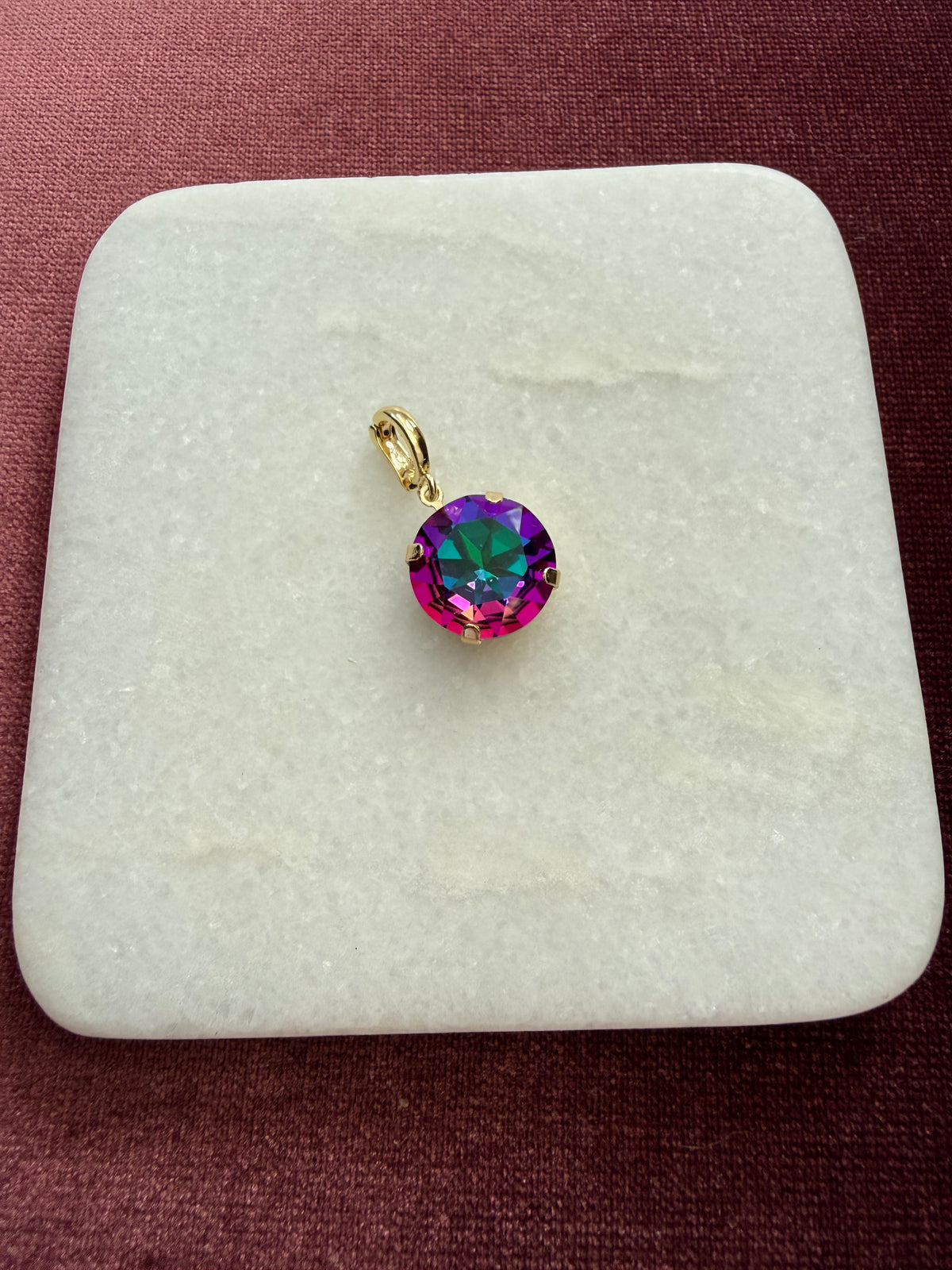 Mystic Round Crystal Charm - Mystic Purple Green Austrian crystal charm pendant