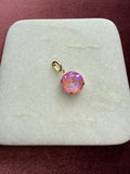 Pink Opal Round Crystal Charm - Pink Opal Austrian crystal charm pendant