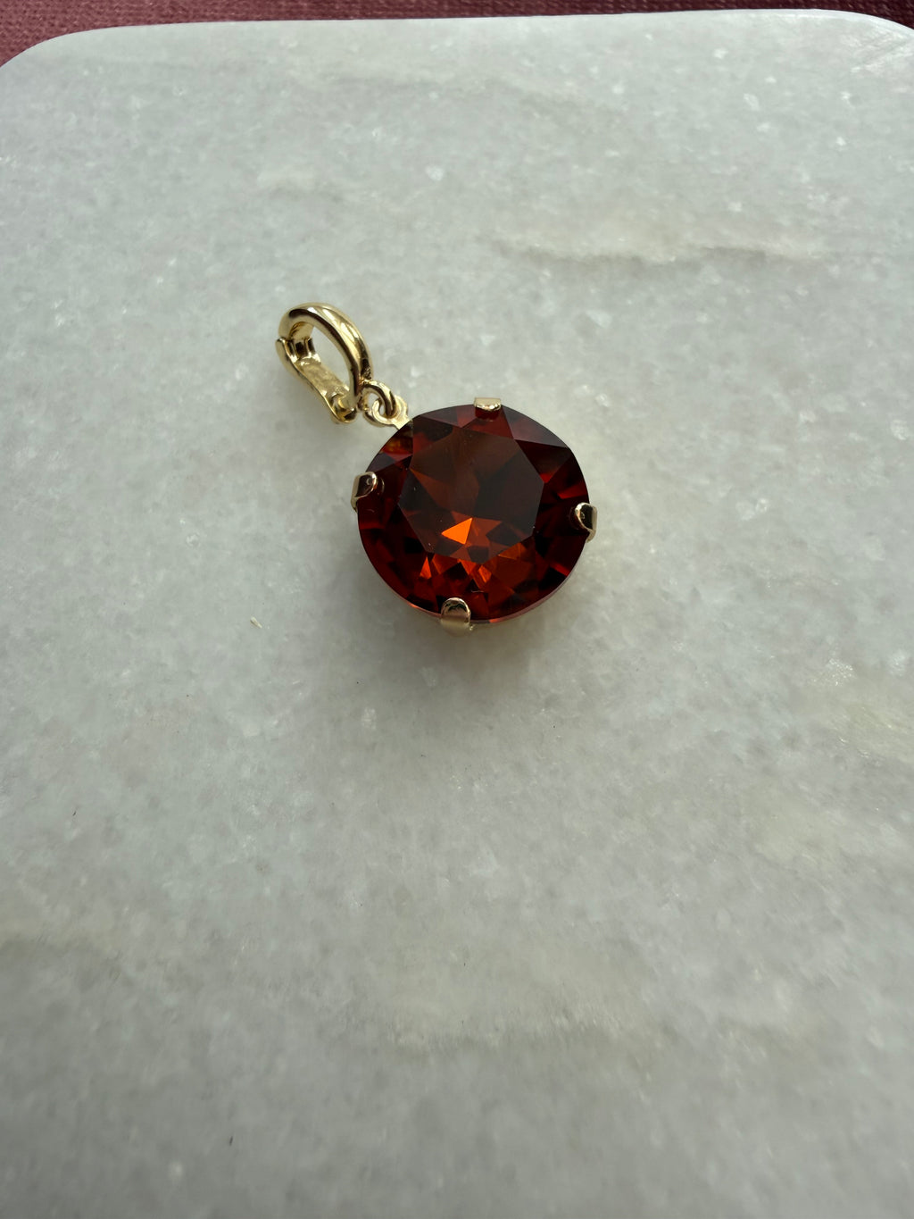 Ruby Round Crystal Charm - Ruby Red Austrian crystal charm pendant