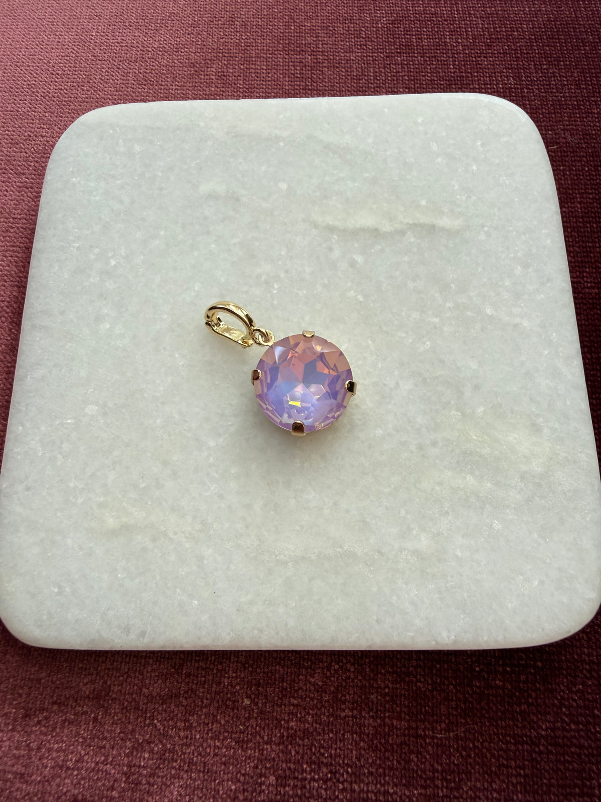 Lilac Opal Round Crystal Charm - Lilac Opal Austrian crystal charm pendant