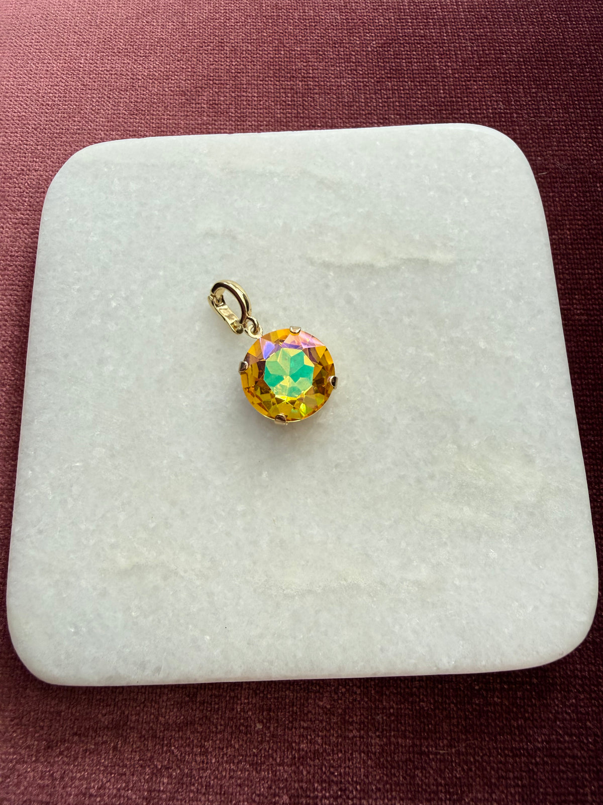 Golden Aurora Round Crystal Charm - Golden Iridescent Austrian crystal charm pendant