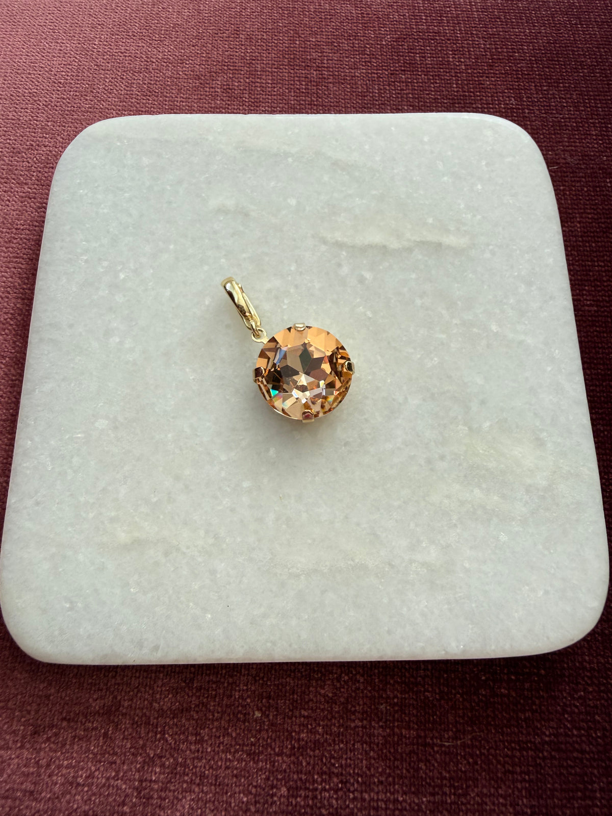 Champagne Round Crystal Charm - Champagne Austrian crystal charm pendant