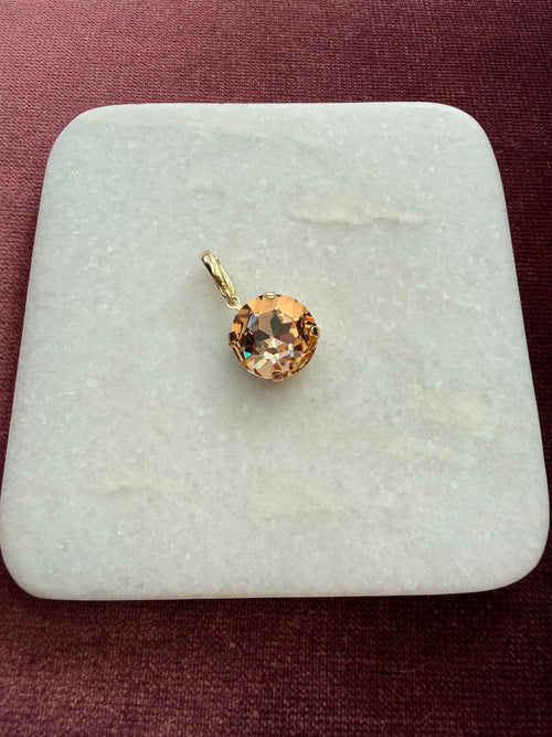 Champagne Round Crystal Charm - Champagne Austrian crystal charm pendant