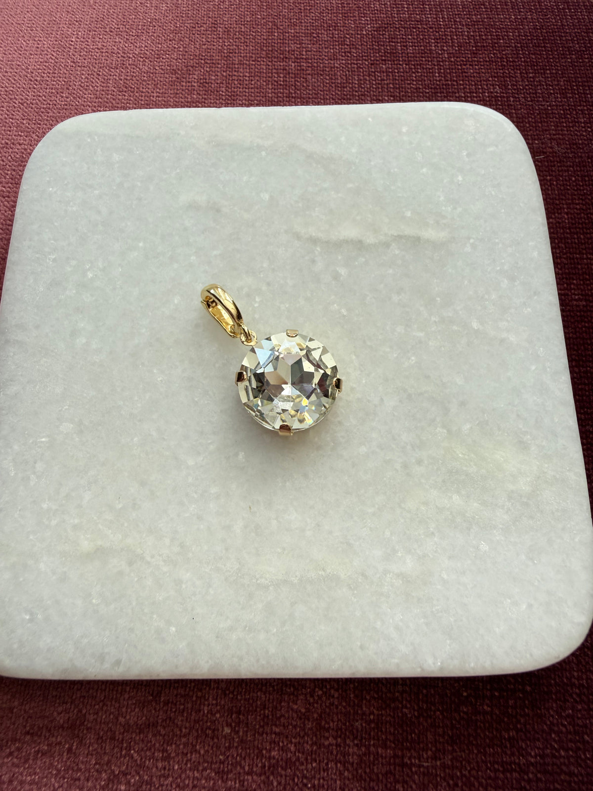 Clear Round Crystal Charm - Clear Austrian crystal charm pendant