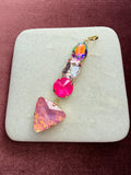 Hot Pink Prism Drop Statement Charm - Rainbow, blush, hot pink, soft pink Austrian crystal charm pendant