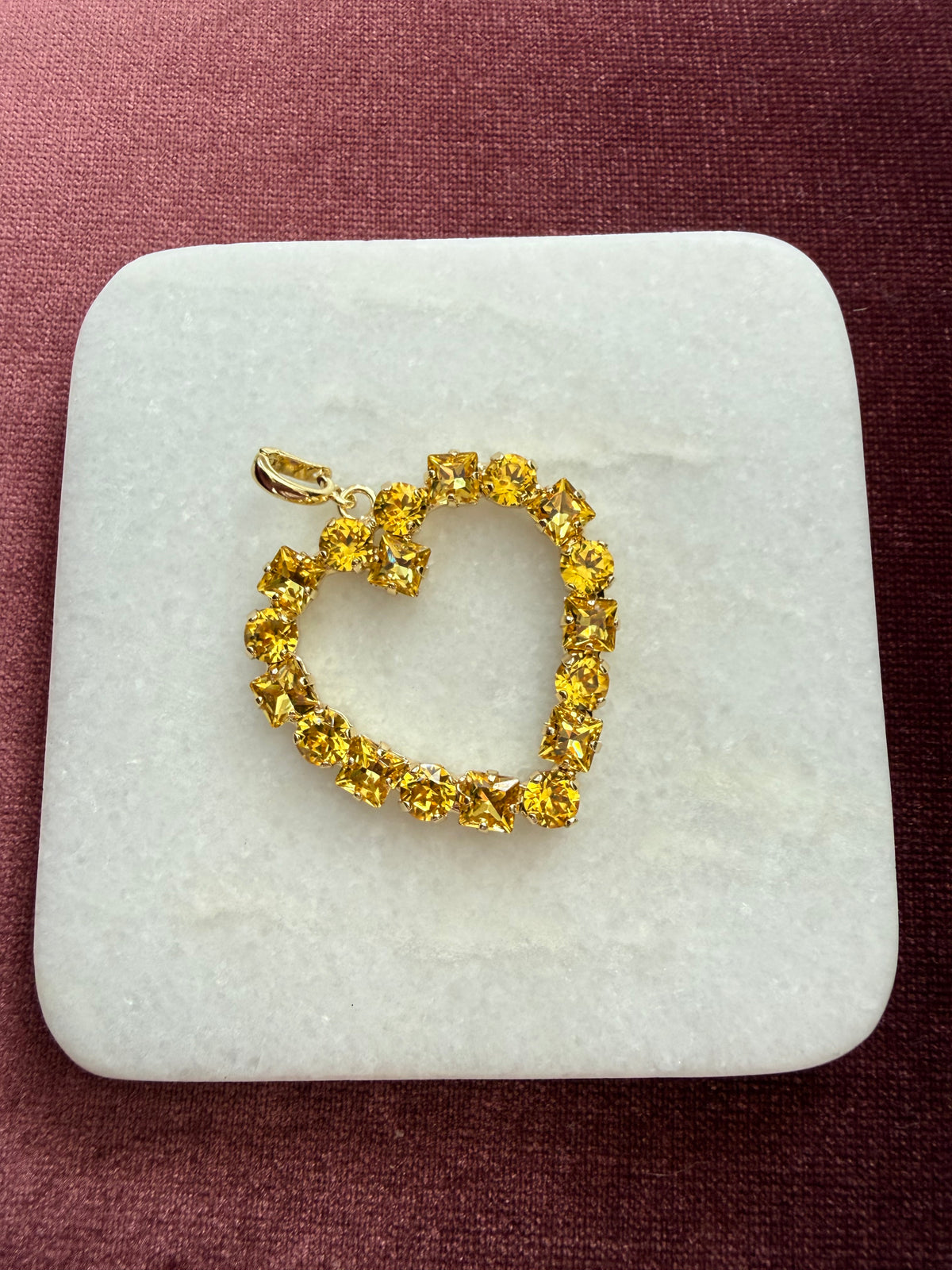 Golden Heart Crystal Charm - Golden yellow Austrian crystal charm pendant
