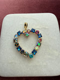 Midnight Jewel Heart Charm - Blue, teal, pink, purple, iridescent Austrian crystal charm pendant