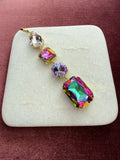 Rainbow Jewel Cascade Charm - Blush, rainbow, lilac, multicolor Austrian crystal charm pendant