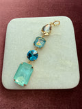 Blue Lagoon Cascade Charm - Champagne, aqua, turquoise, mint Austrian crystal charm pendant