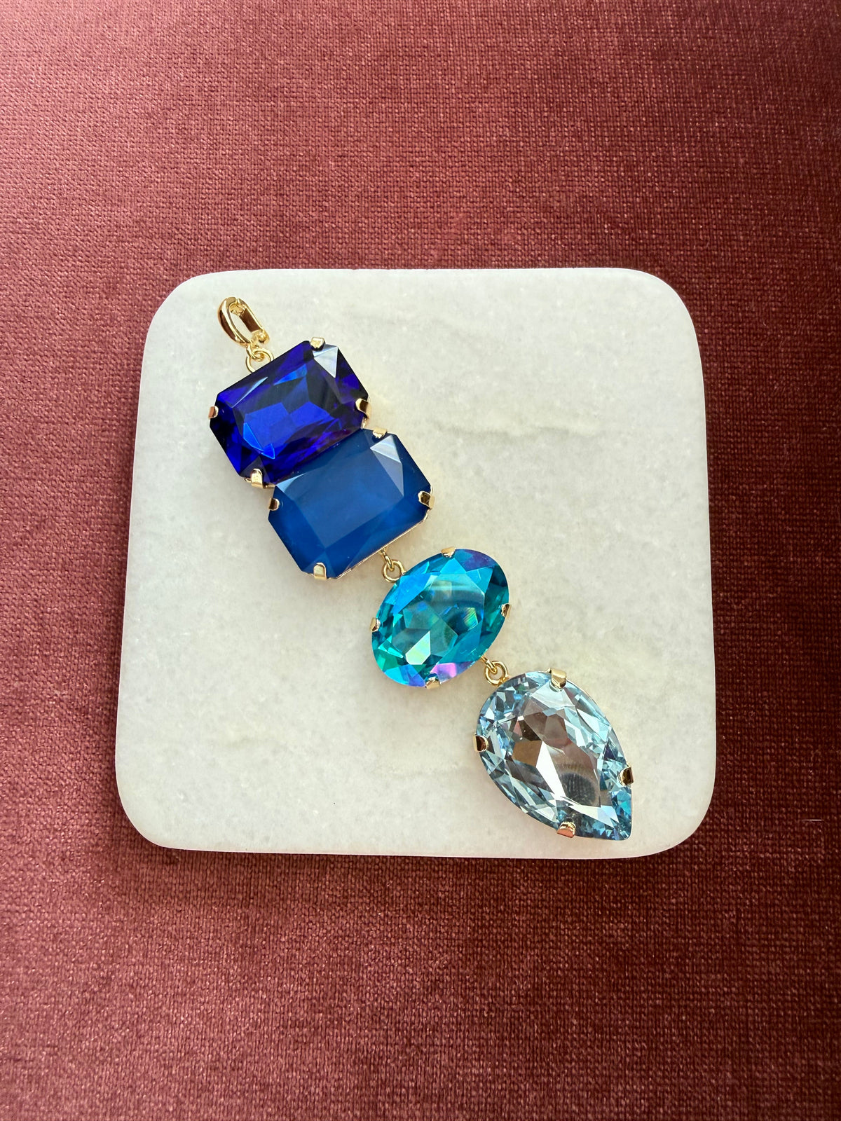 Electric Blue Cascade Charm - Ice blue, turquoise, cobalt, sapphire Austrian crystal charm pendant