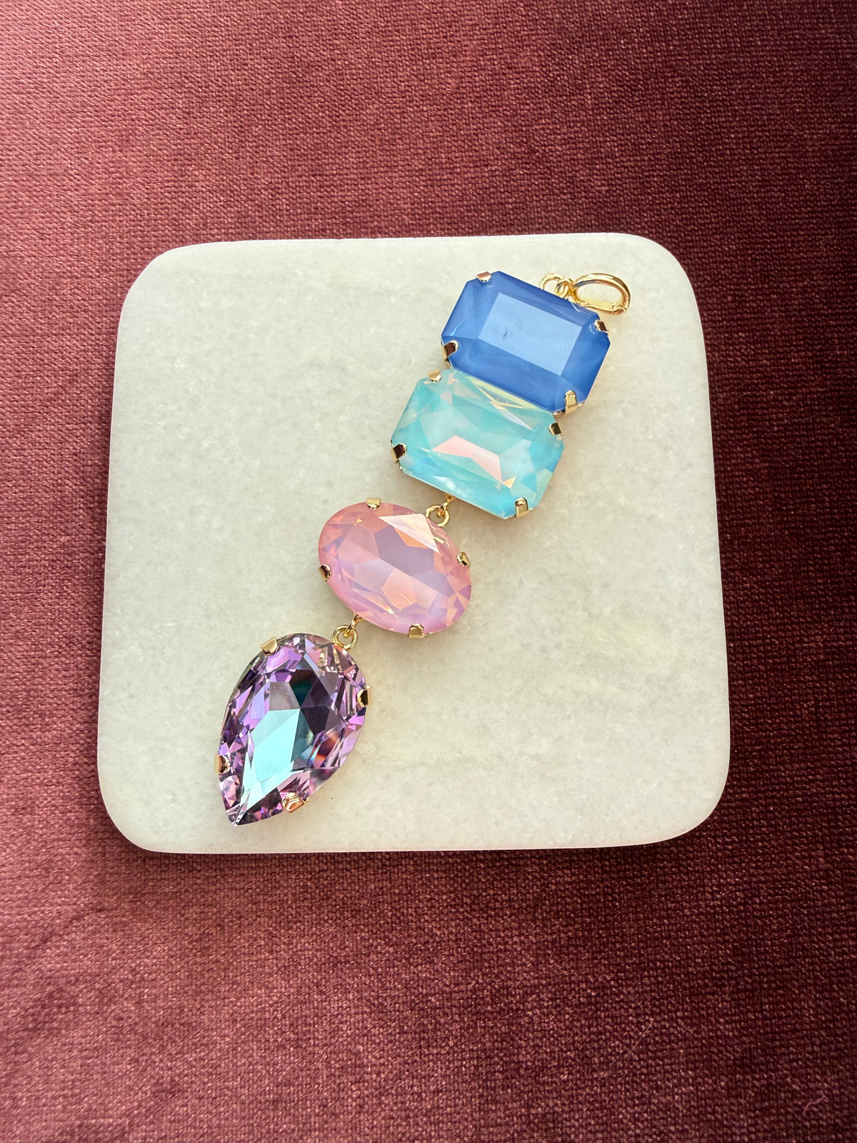 Pastel Prism Cascade Charm - Lilac, blush pink, aqua, periwinkle Austrian crystal charm pendant